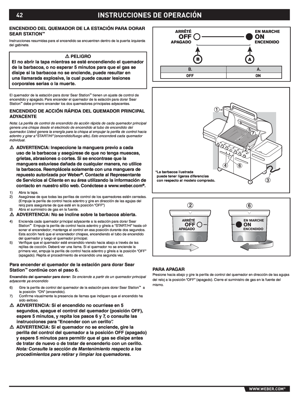 Weber S-470TM manual Instrucciones De Operación, puede tener ligeras diferencias con respecto al modelo comprado 