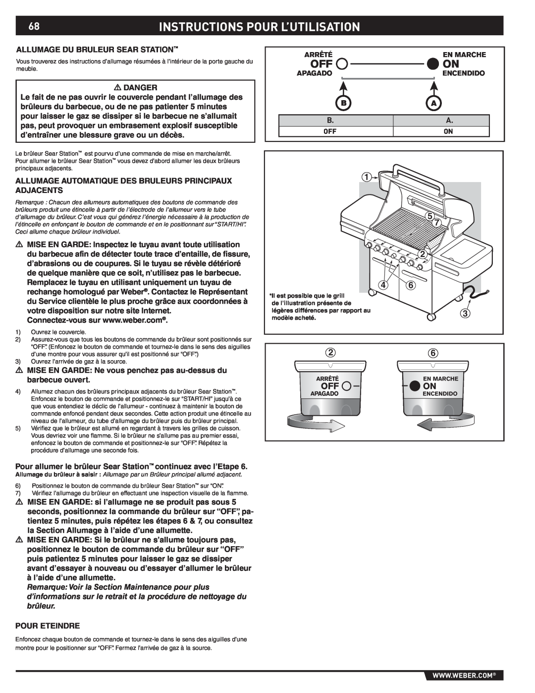 Weber S-470TM manual Instructions Pour L’Utilisation 