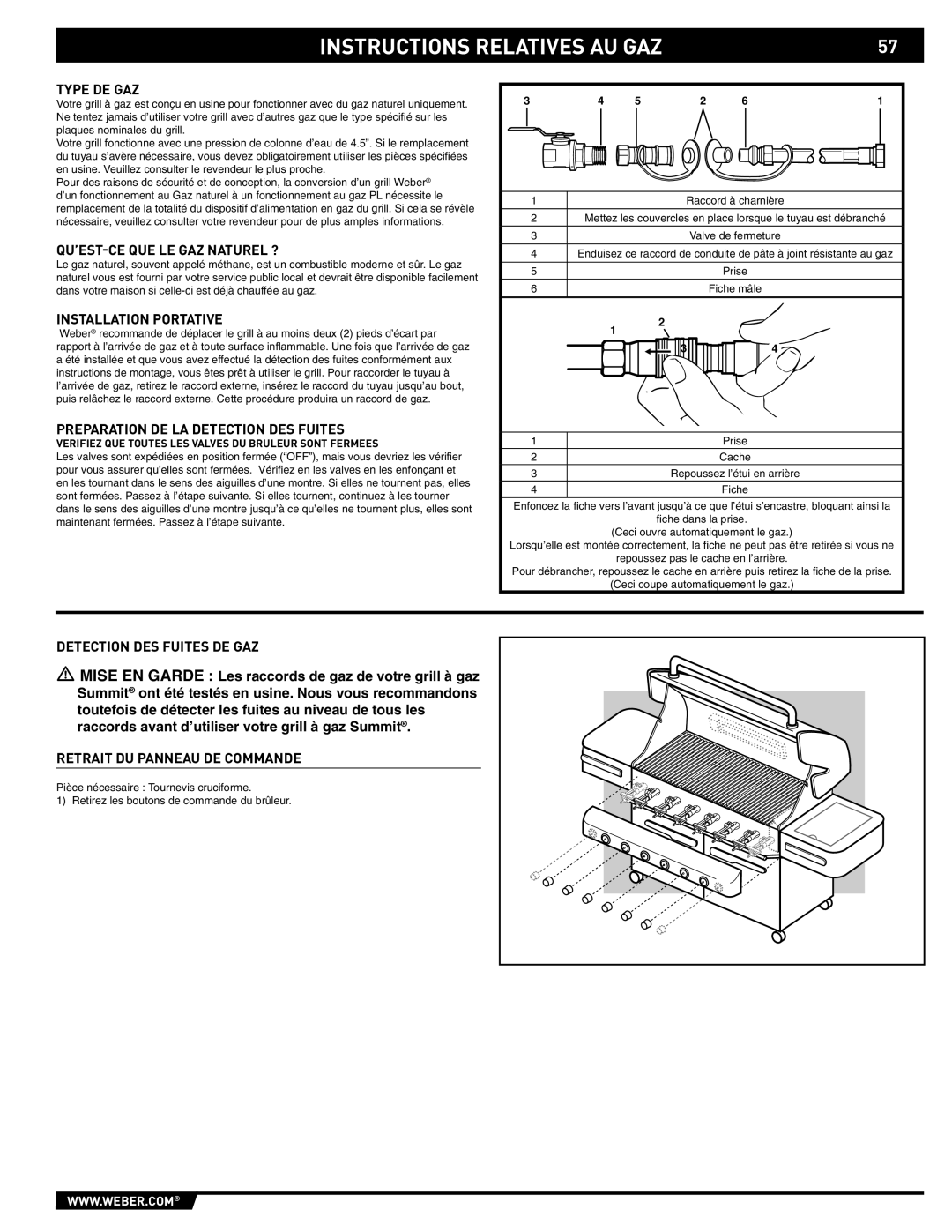 Weber S-620/650 manual Type DE GAZ, QU’EST-CE QUE LE GAZ Naturel ?, Installation Portative, Detection DES Fuites DE GAZ 