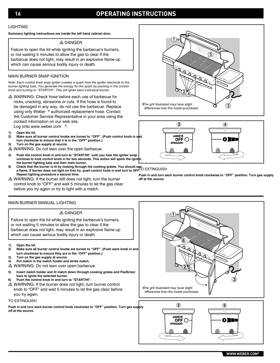 Weber S-620TM manual Lighting, To Extinguish 