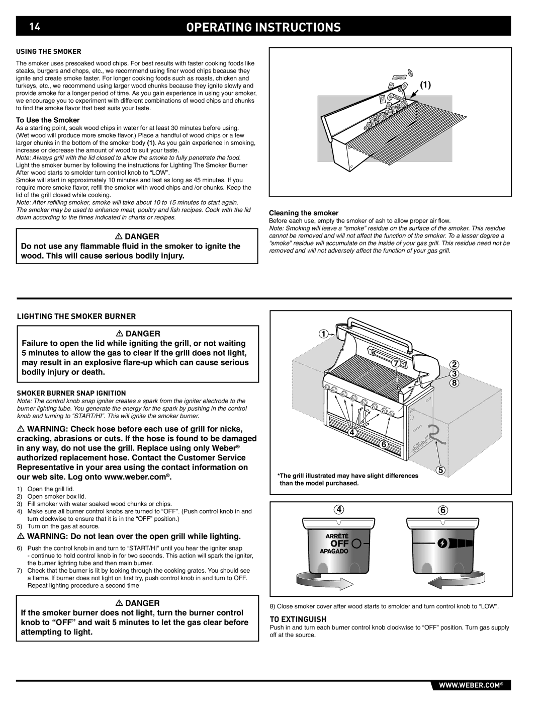 Weber S-640 - NG manual Lighting the Smoker Burner, Using the Smoker, To Use the Smoker, Cleaning the smoker 