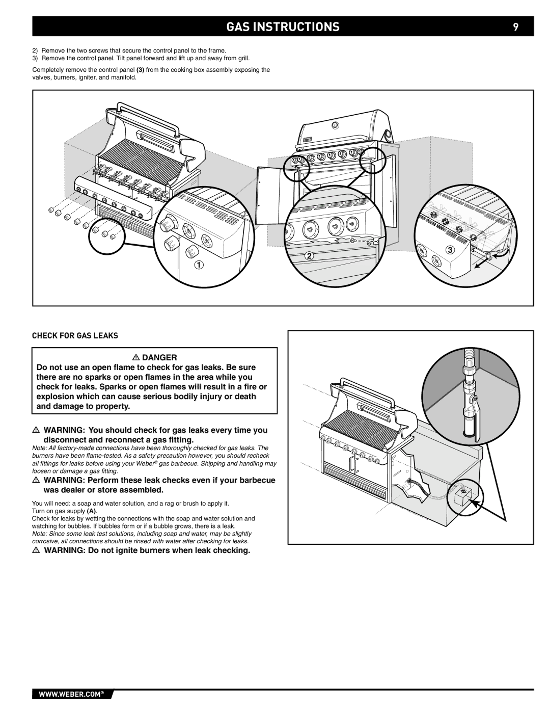 Weber S-640 - NG manual Check for GAS Leaks 