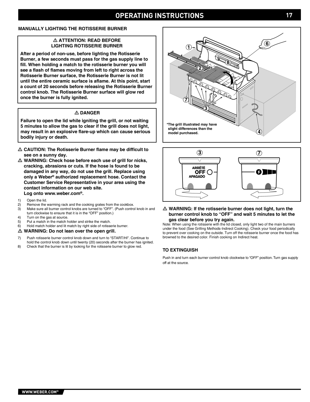 Weber 43157, S-640-NG manual Operating Instructions 