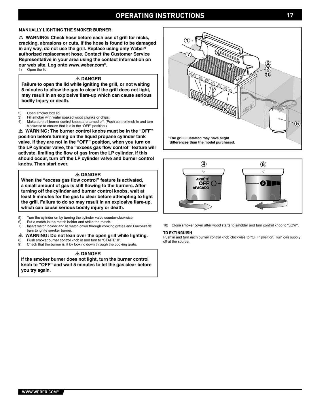 Weber S-640 manual Manually Lighting the Smoker Burner 