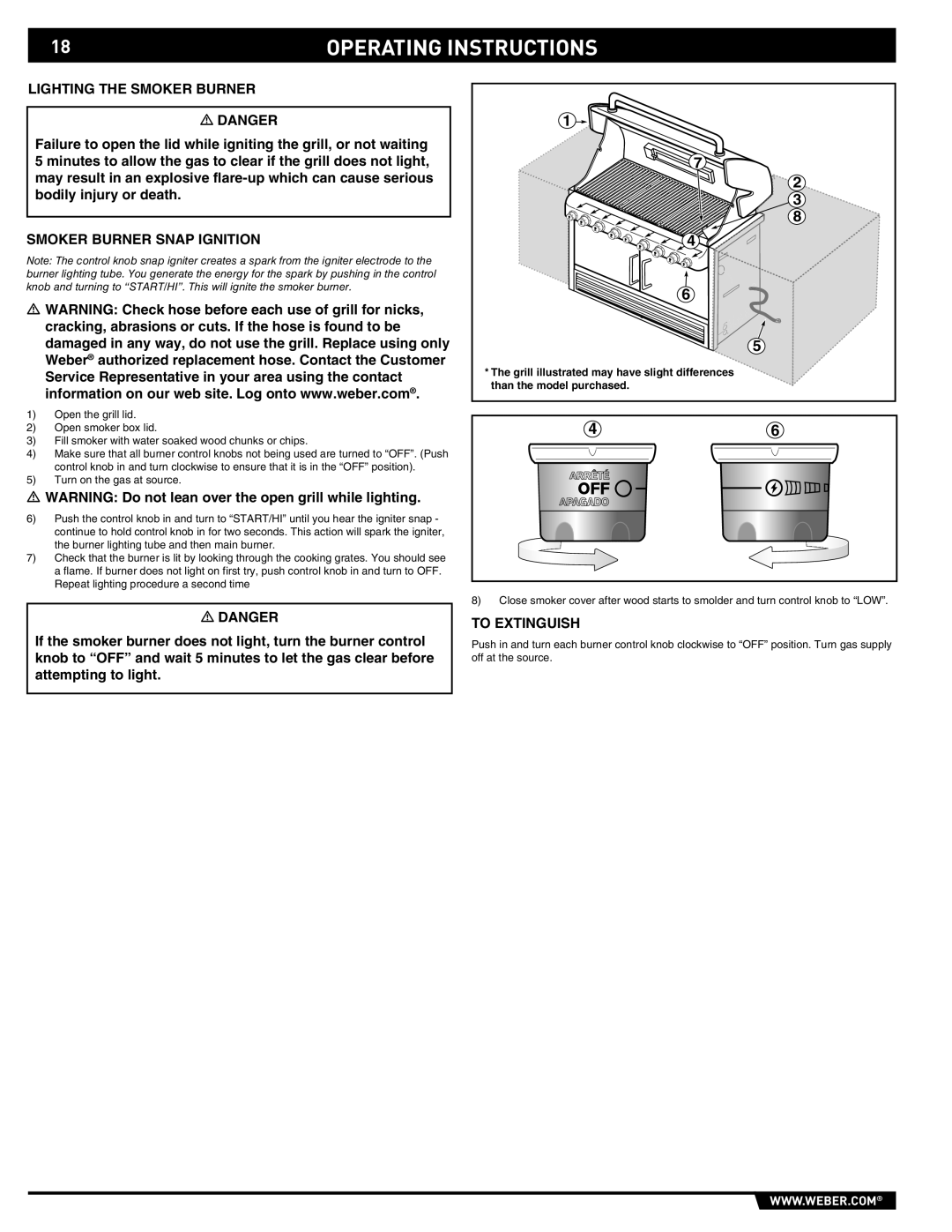 Weber S-660 manual Lighting the Smoker Burner, Smoker Burner Snap Ignition 