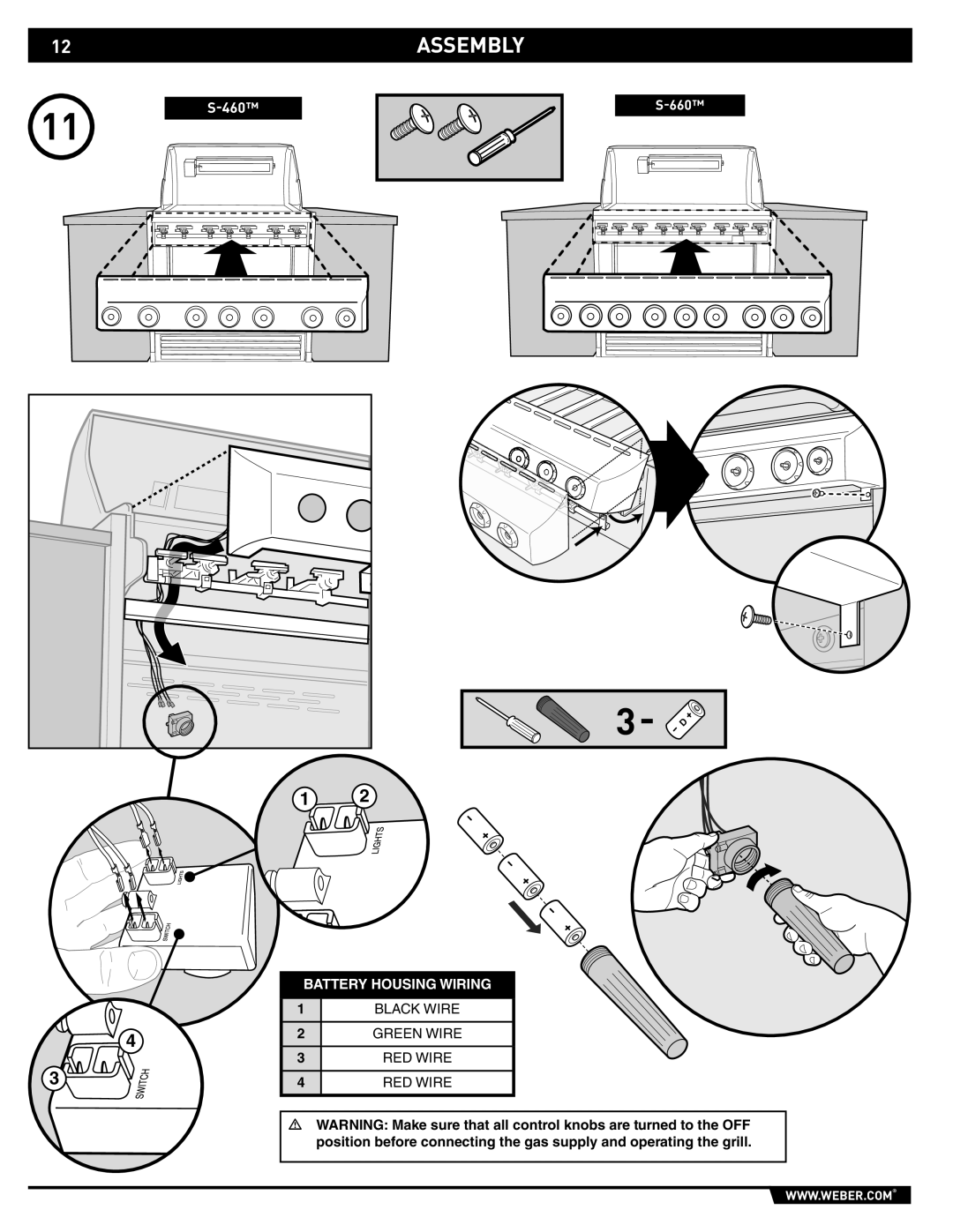 Weber S-660TM, S-460TM manual Battery Housing Wiring 