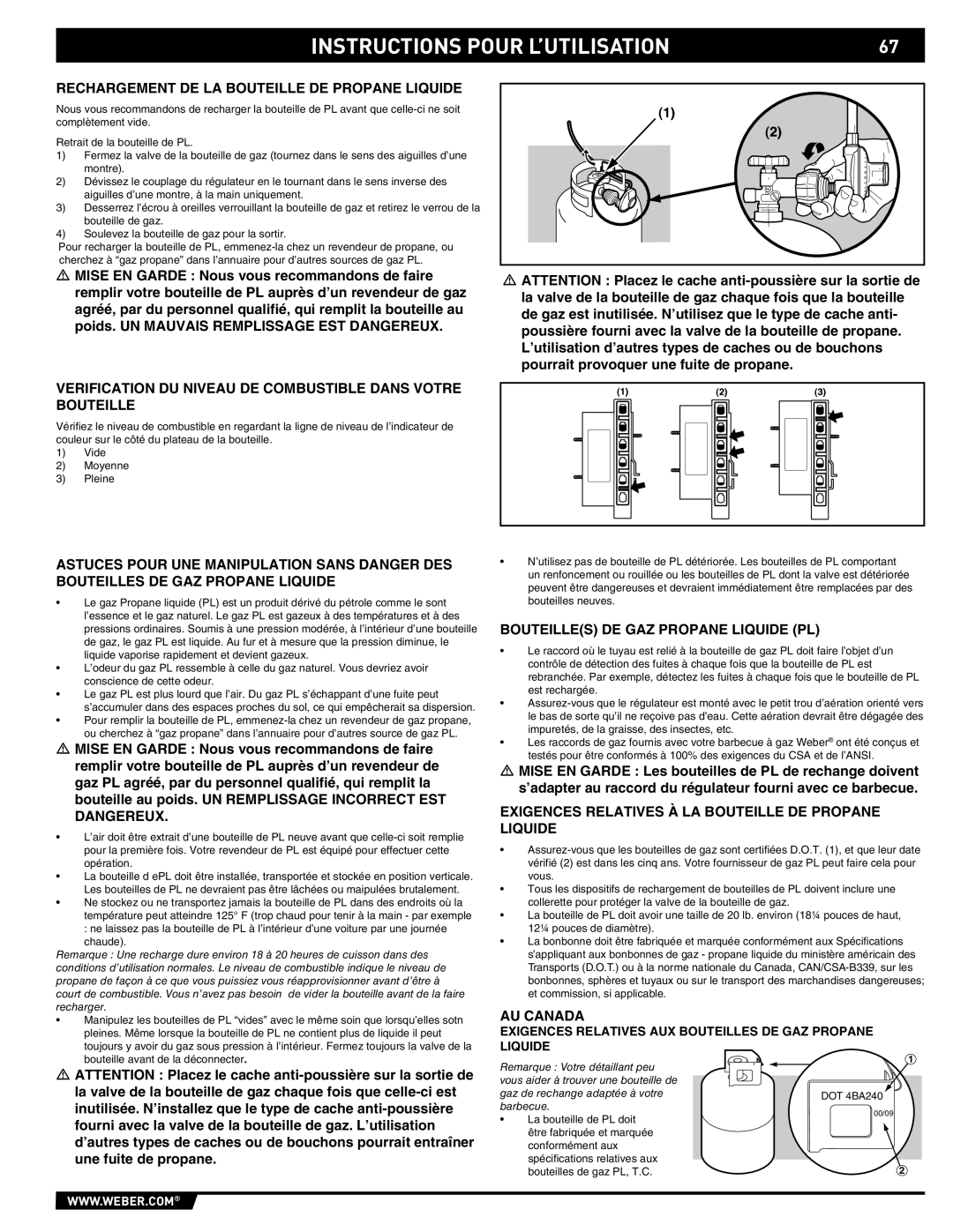 Weber S-670 manual Instructions Pour L’UTILISATION 