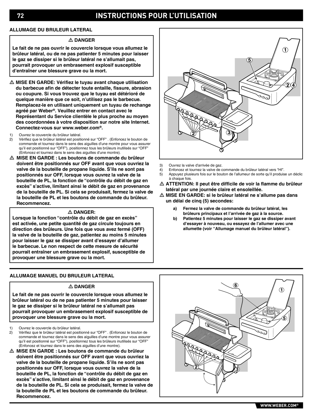 Weber S-670 manual Allumage DU Bruleur Lateral, Allumage Manuel DU Bruleur Lateral 