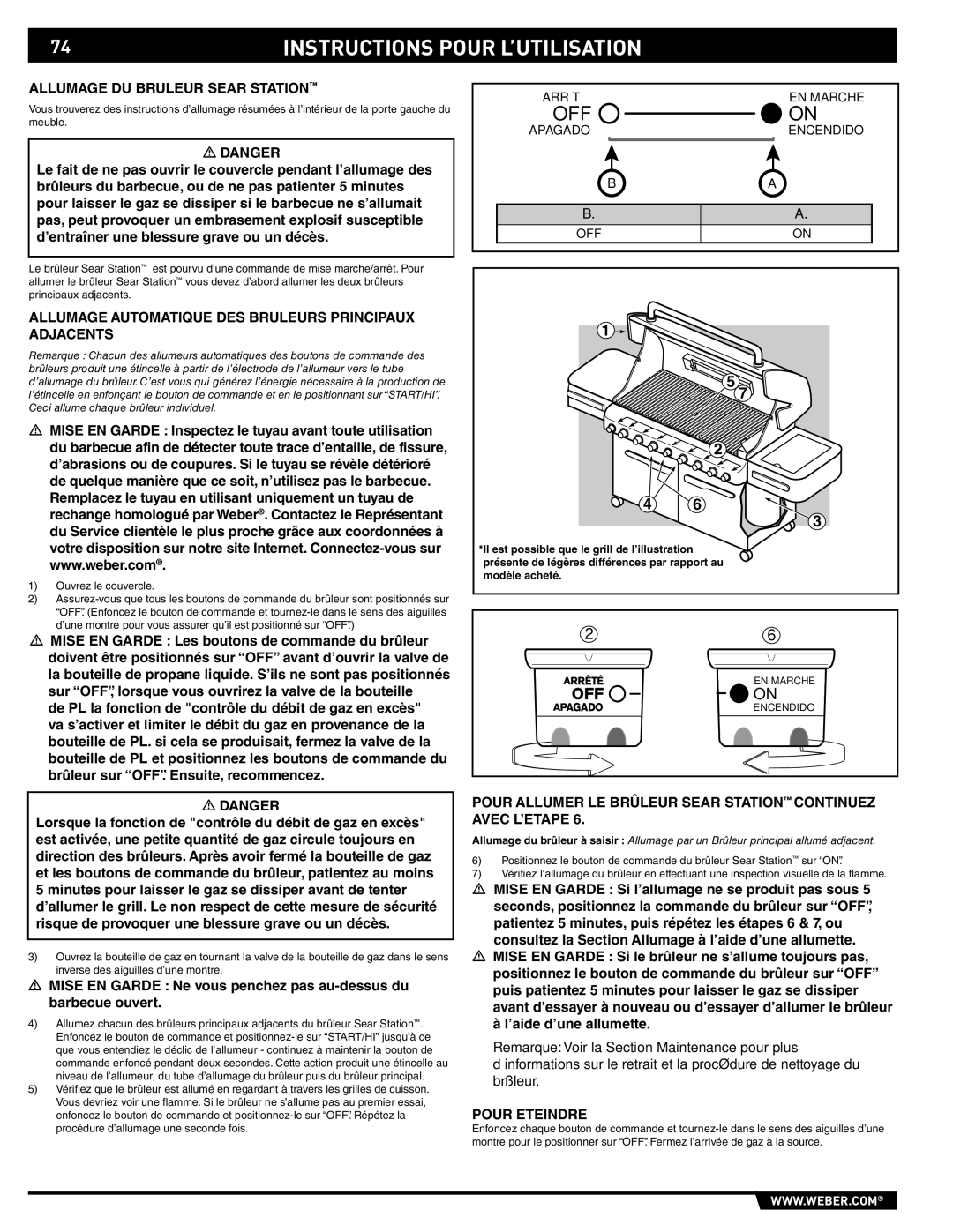 Weber S-670 manual Allumage DU Bruleur Sear Station, Allumage Automatique DES Bruleurs Principaux Adjacents 