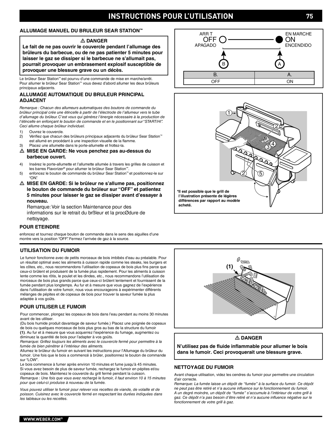Weber S-670 manual Allumage Manuel DU Bruleur Sear Station, Allumage Automatique DU Bruleur Principal Adjacent 