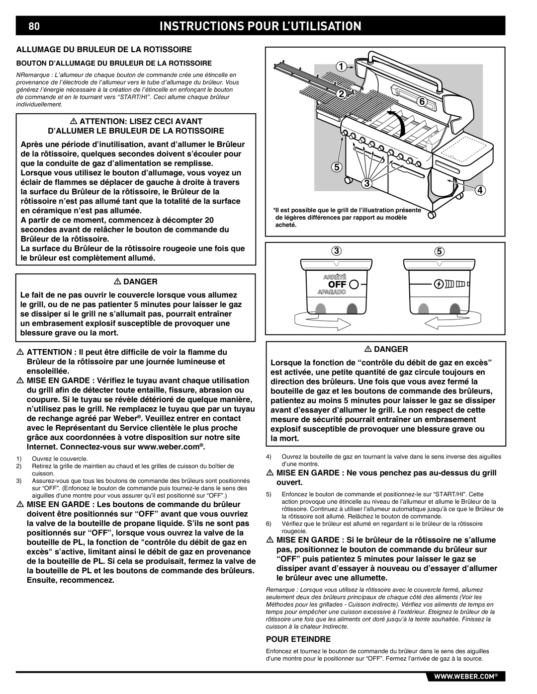 Weber S-670 manual Allumage DU Bruleur DE LA Rotissoire, ’ALLUMER LE Bruleur DE LA Rotissoire 