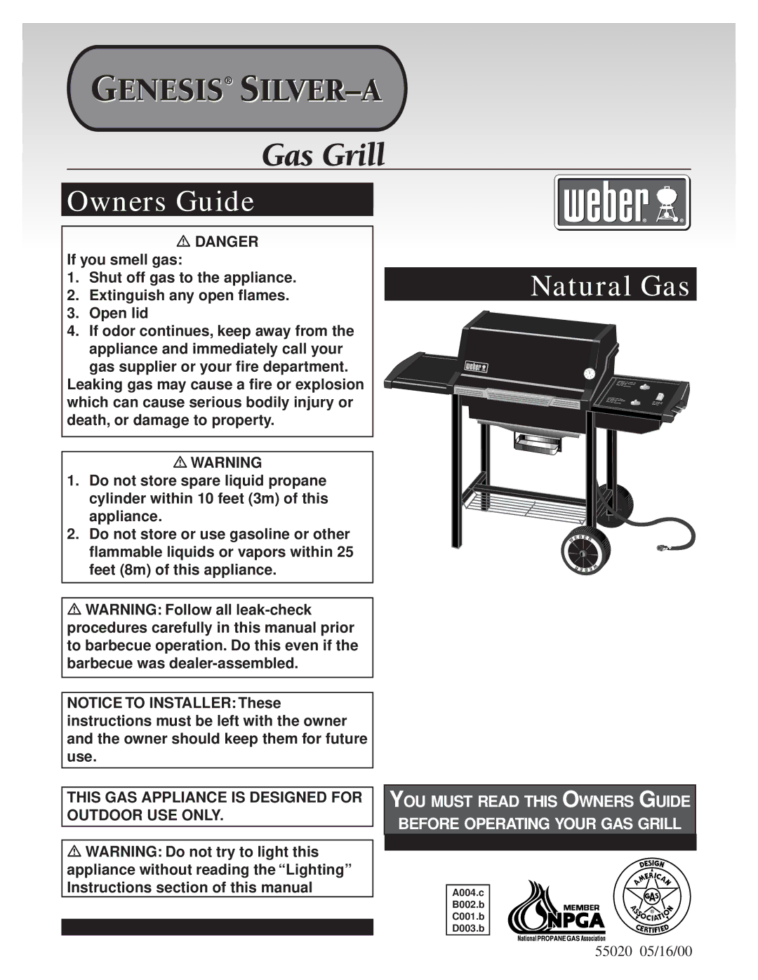 Weber GOLD D dimensions Built in GAS Grill Dimensions, Locating Your Grill, Clearance from Surfaces or Structures 