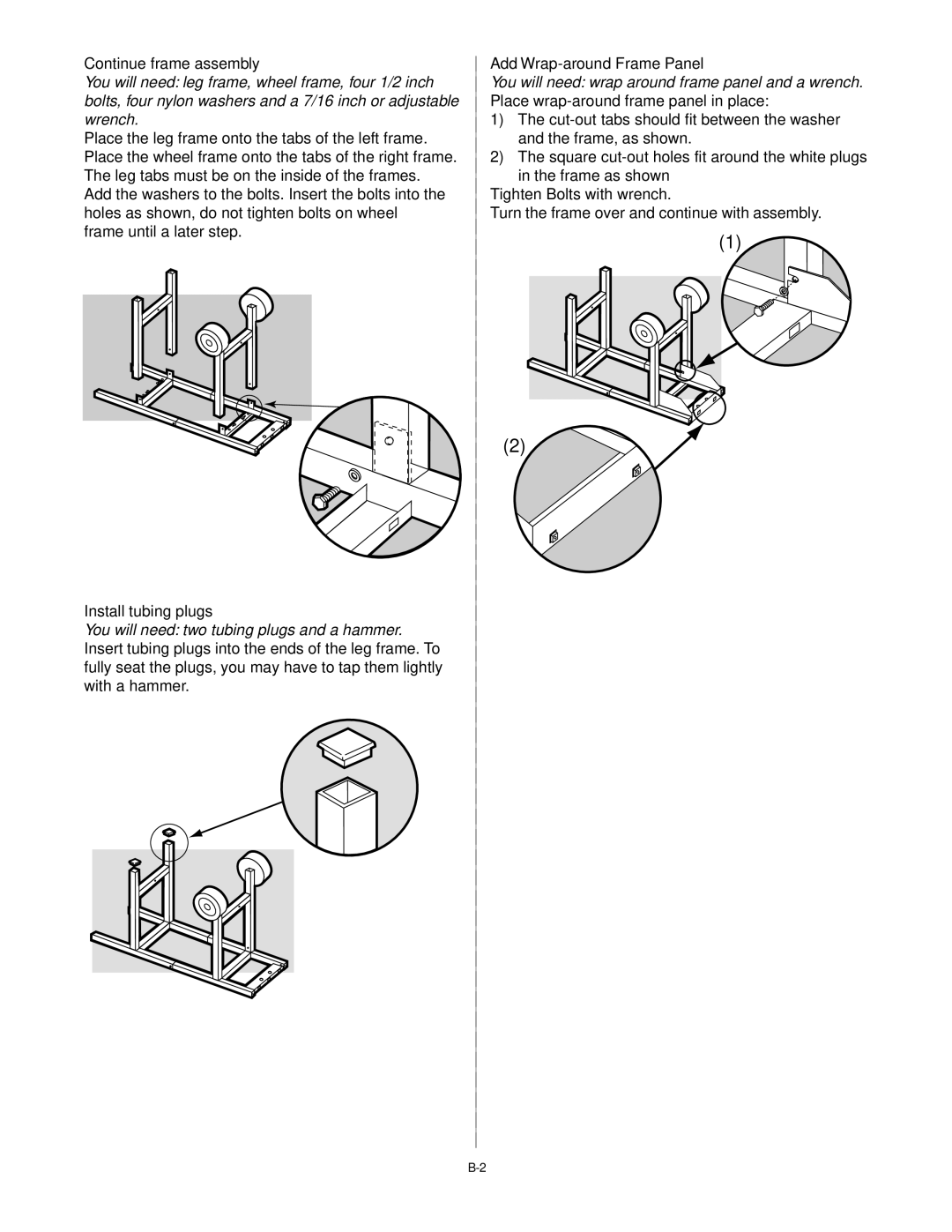 Weber SILVER A manual Continue frame assembly, Install tubing plugs, Add Wrap-around Frame Panel 