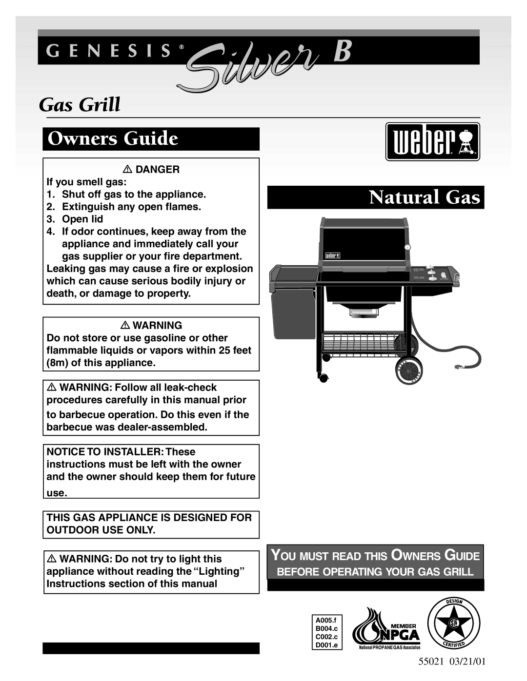 Weber Silver B manual Owners Guide 