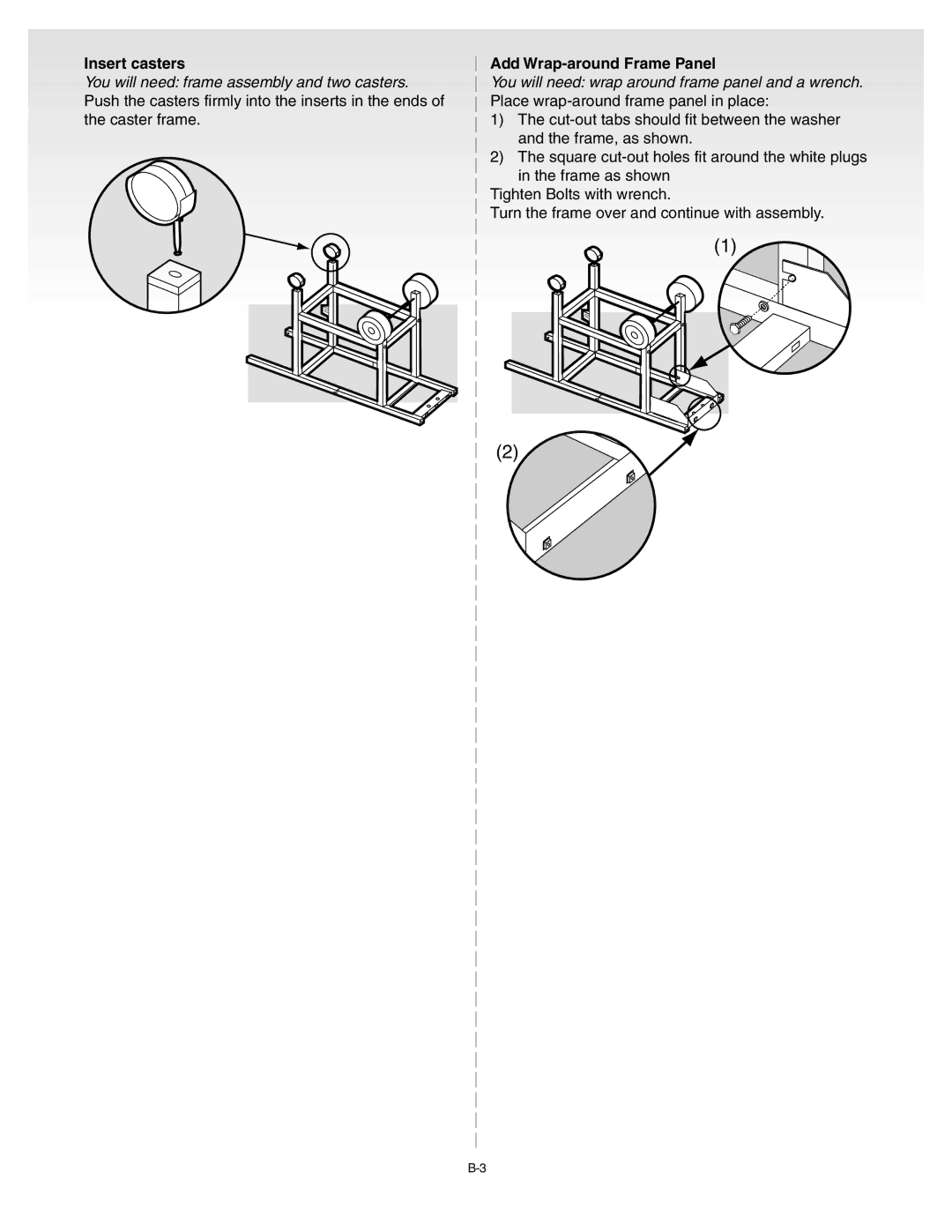 Weber Silver B manual Insert casters, Add Wrap-around Frame Panel 