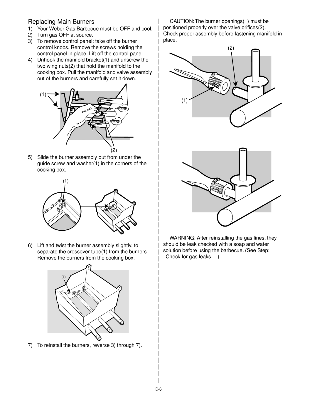 Weber Silver B manual Replacing Main Burners 