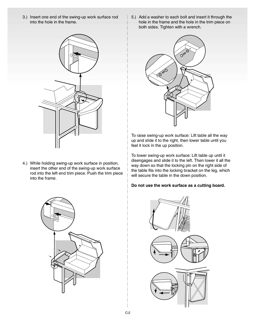 Weber Silver C manual Do not use the work surface as a cutting board 