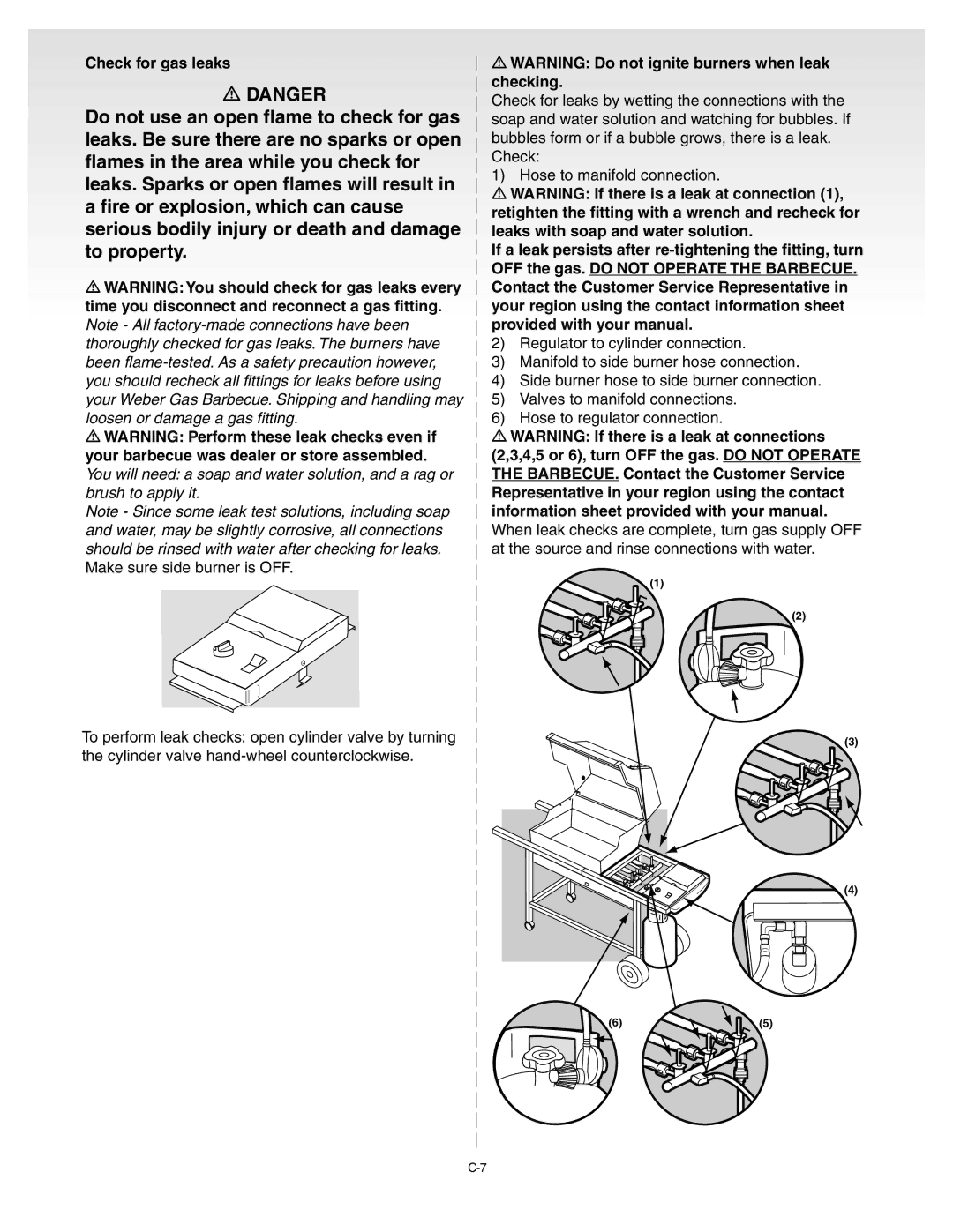 Weber Silver C manual Check for gas leaks 