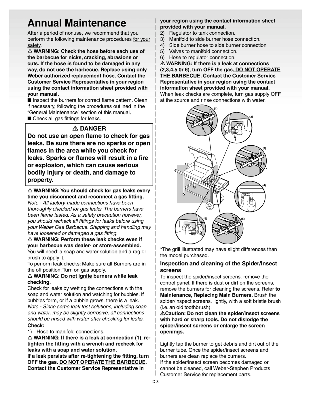 Weber Silver C manual Annual Maintenance, Check 