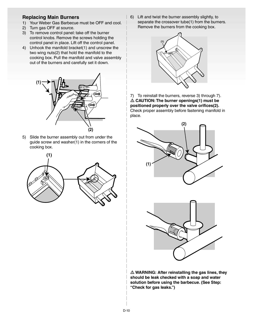 Weber Silver C manual Replacing Main Burners 