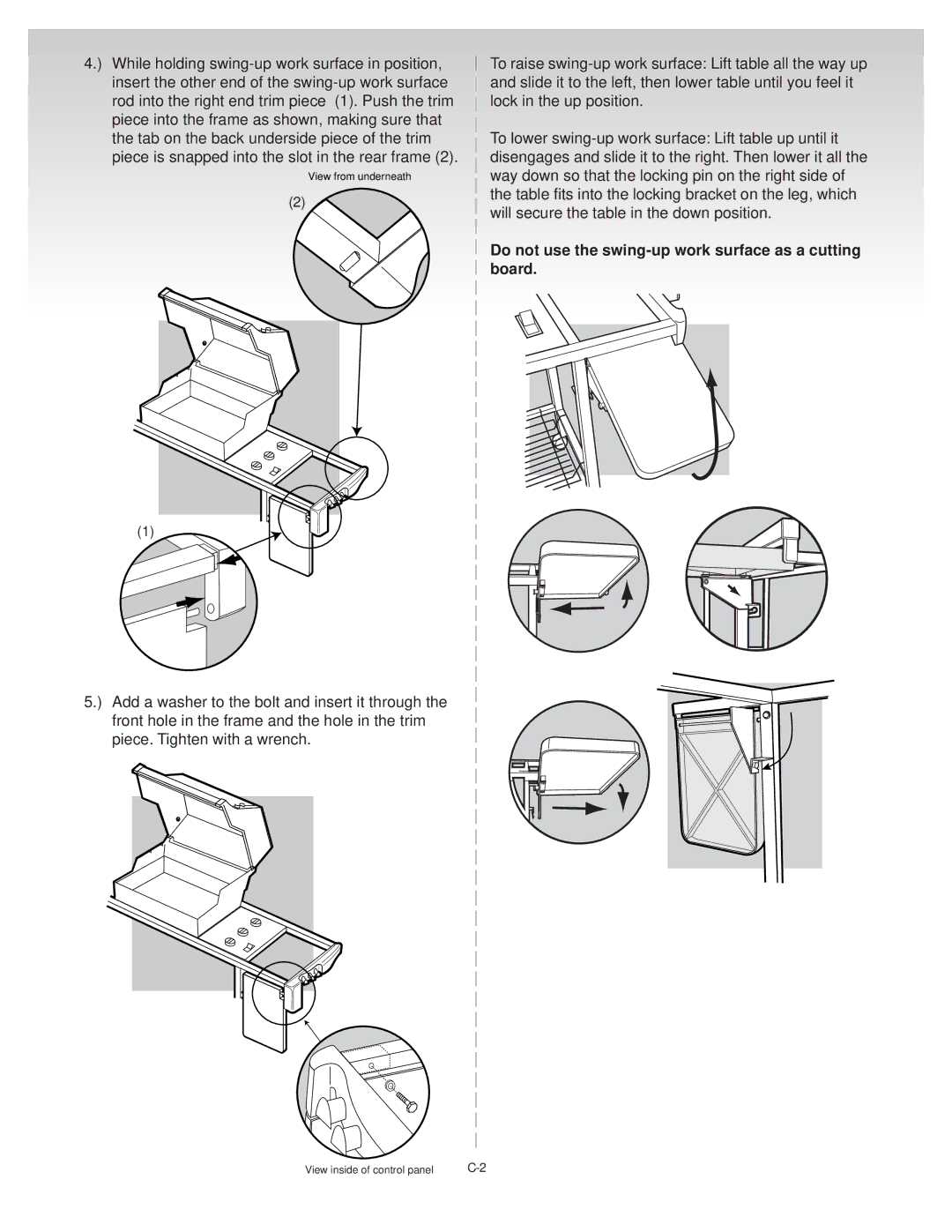 Weber 55054 0100, SILVERC GENESIS Gas Grill manual Do not use the swing-up work surface as a cutting, Board 