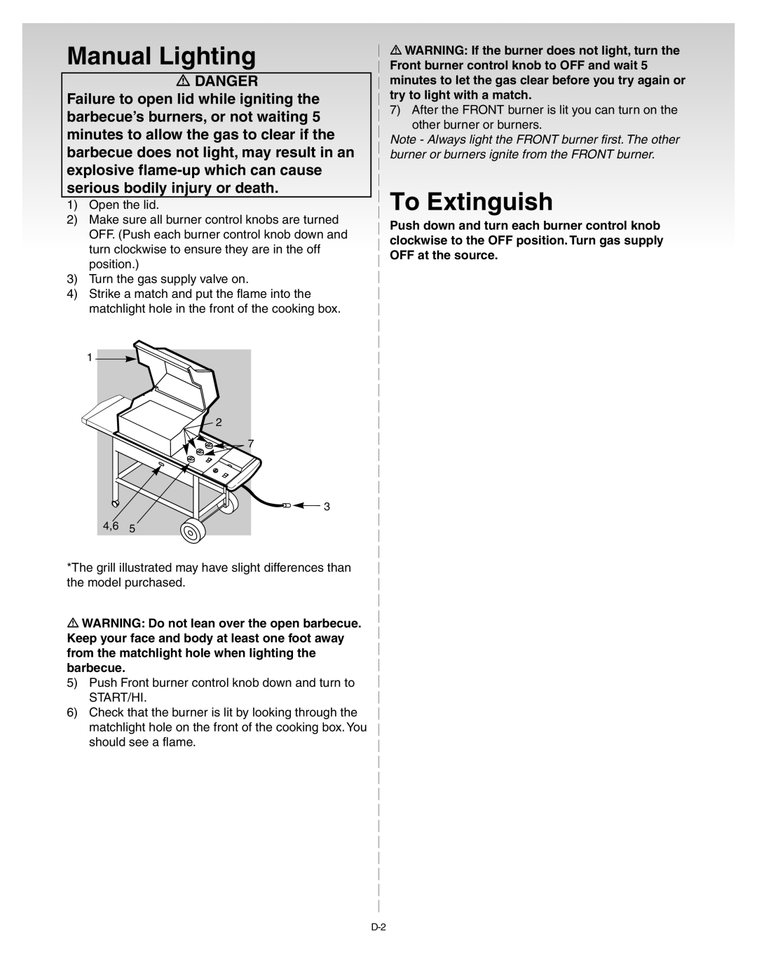 Weber 55054 0100, SILVERC GENESIS Gas Grill manual Manual Lighting 