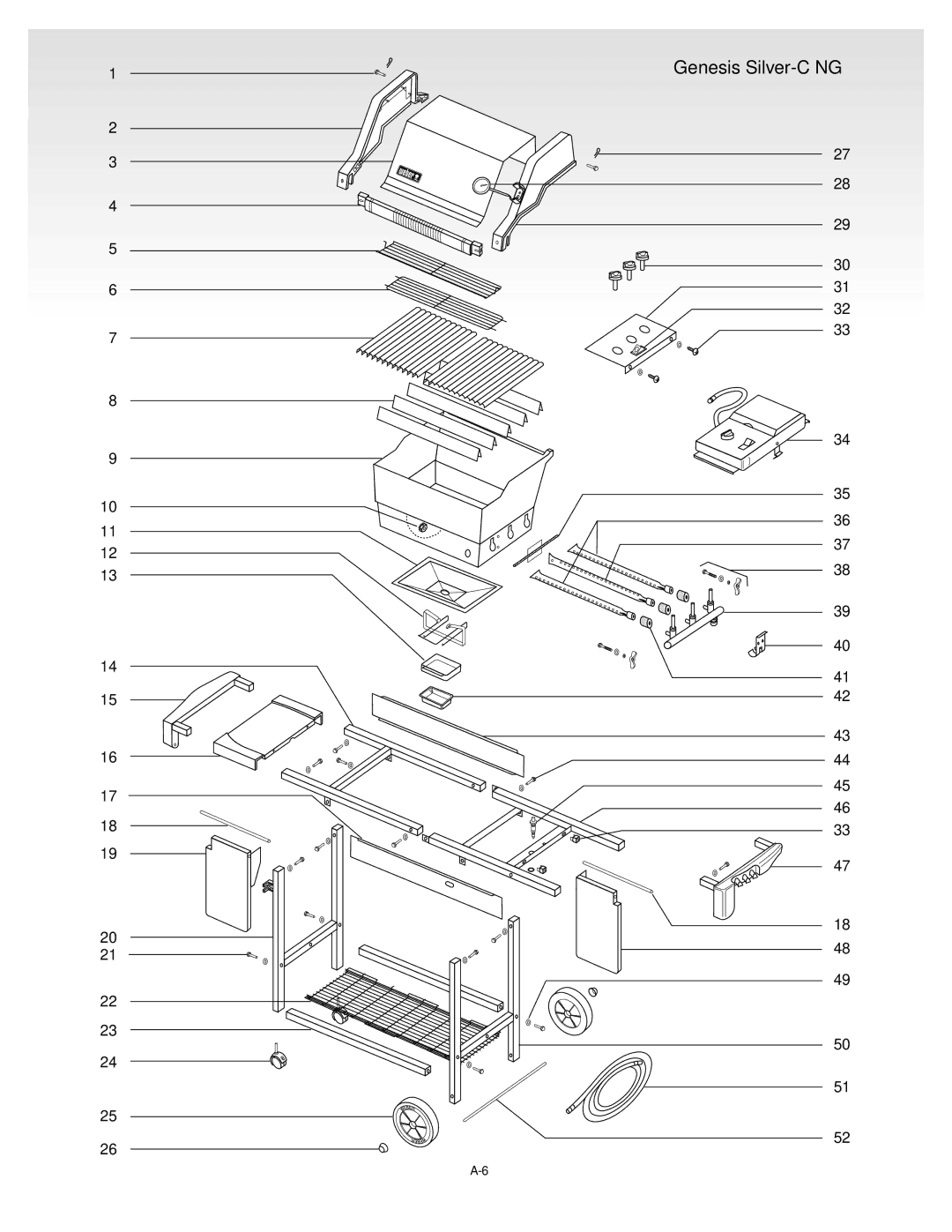 Weber 55054 0100, SILVERC GENESIS Gas Grill manual Genesis Silver-C NG 