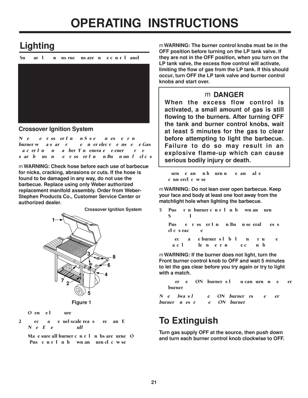 Weber SKYLINETM 520 owner manual Lighting, To Extinguish 