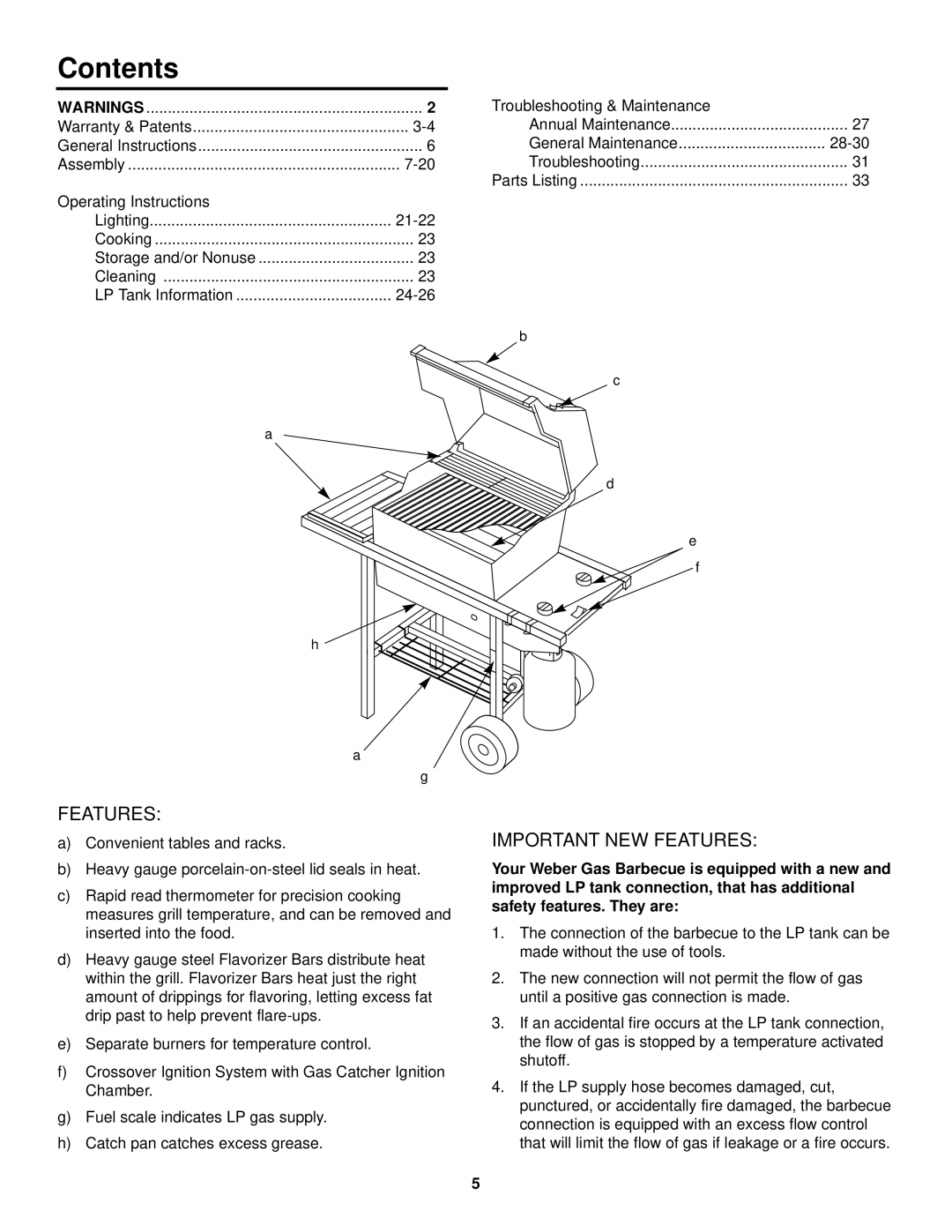 Weber SKYLINETM 520 owner manual Contents 