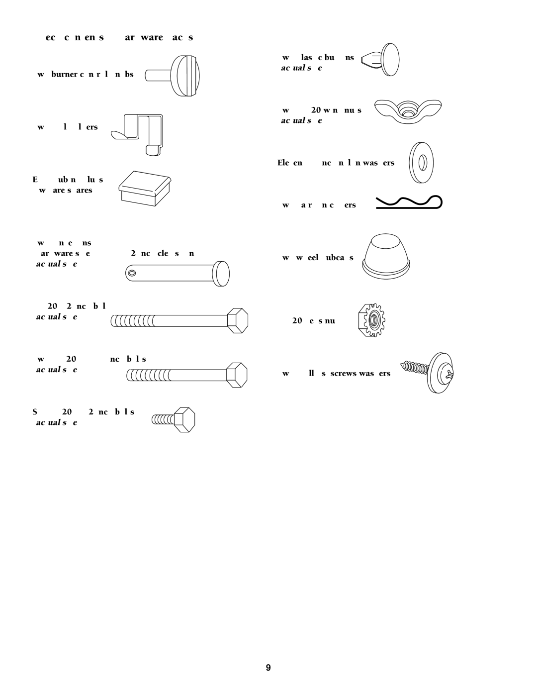 Weber SKYLINETM 520 owner manual Check contents of hardware packs 