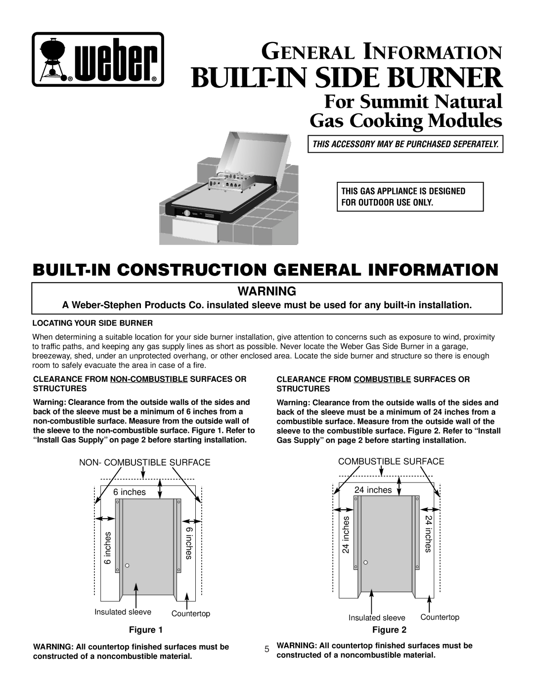 Weber Natural Gas Barbecues, Summit 675, Summit 475 manual For Summit Natural Gas Cooking Modules, Locating Your Side Burner 