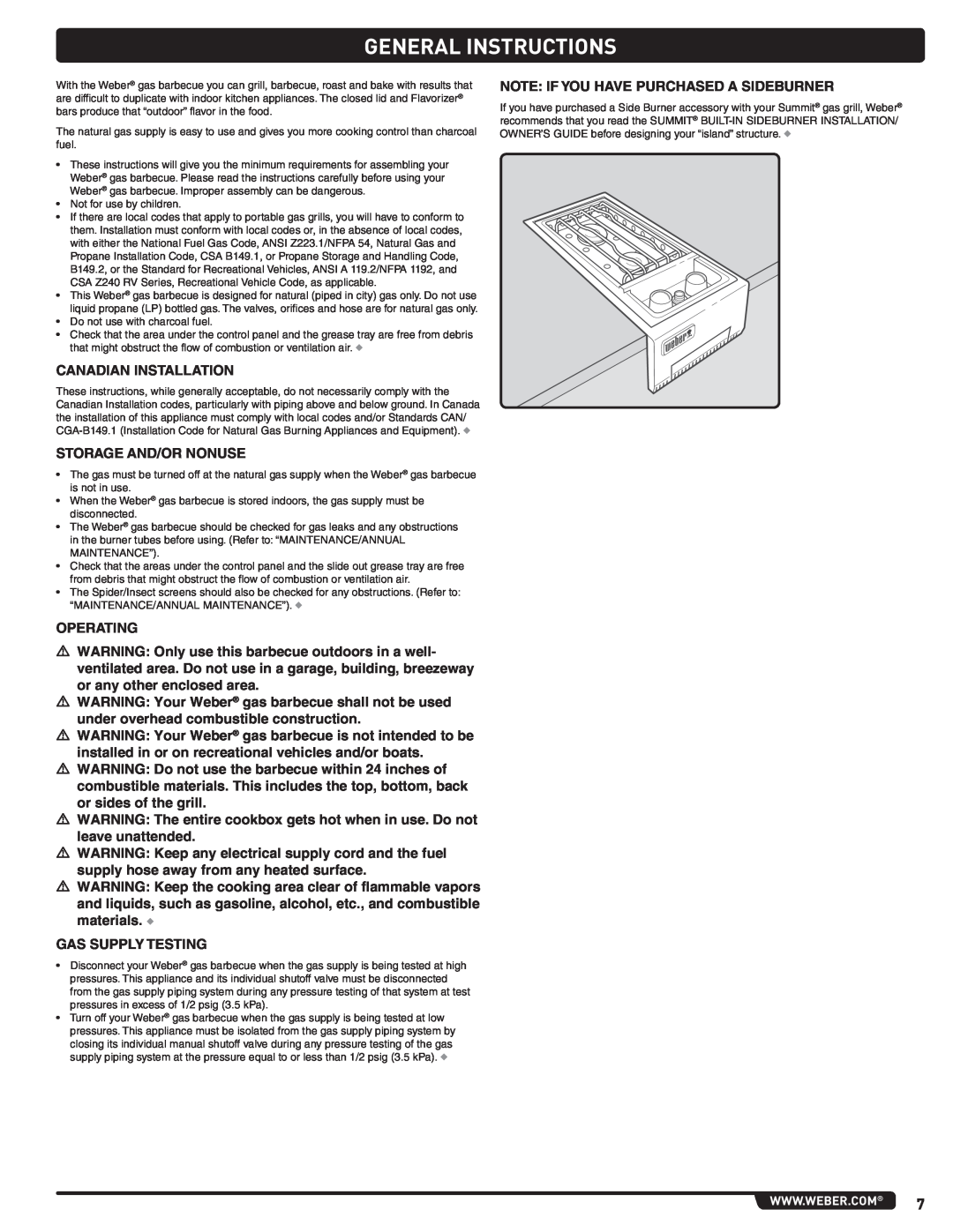 Weber 56576, Summit Gas Grill manual General Instructions 