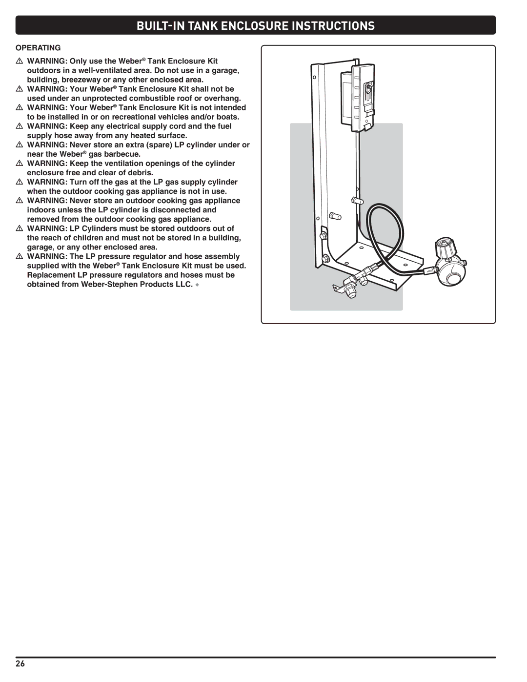 Weber Weber, 660- LP manual BUILT-IN Tank Enclosure Instructions, Operating 