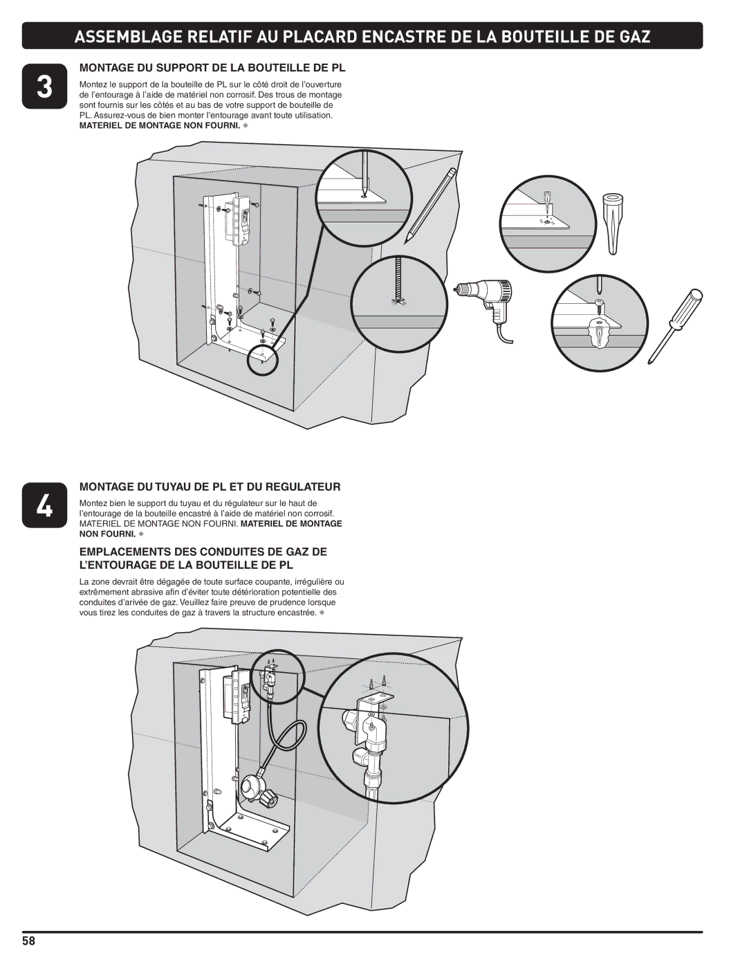 Weber Weber, 660- LP manual Montage DU Support DE LA Bouteille DE PL, Montage DU Tuyau DE PL ET DU Regulateur 