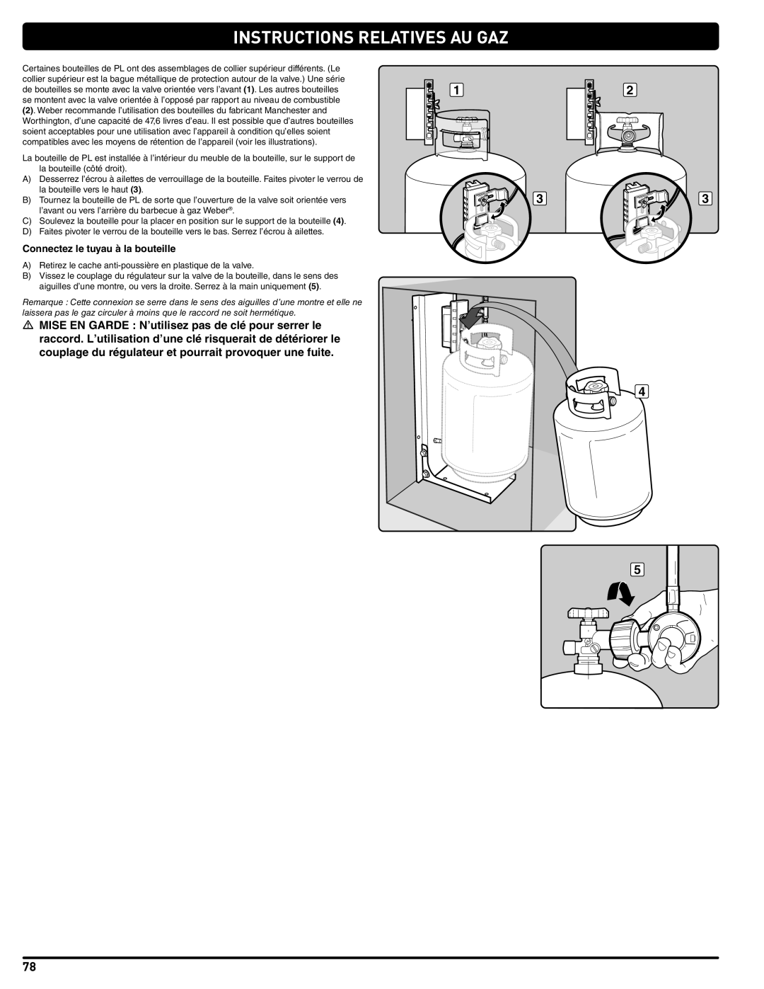 Weber Weber, 660- LP manual Connectez le tuyau à la bouteille 