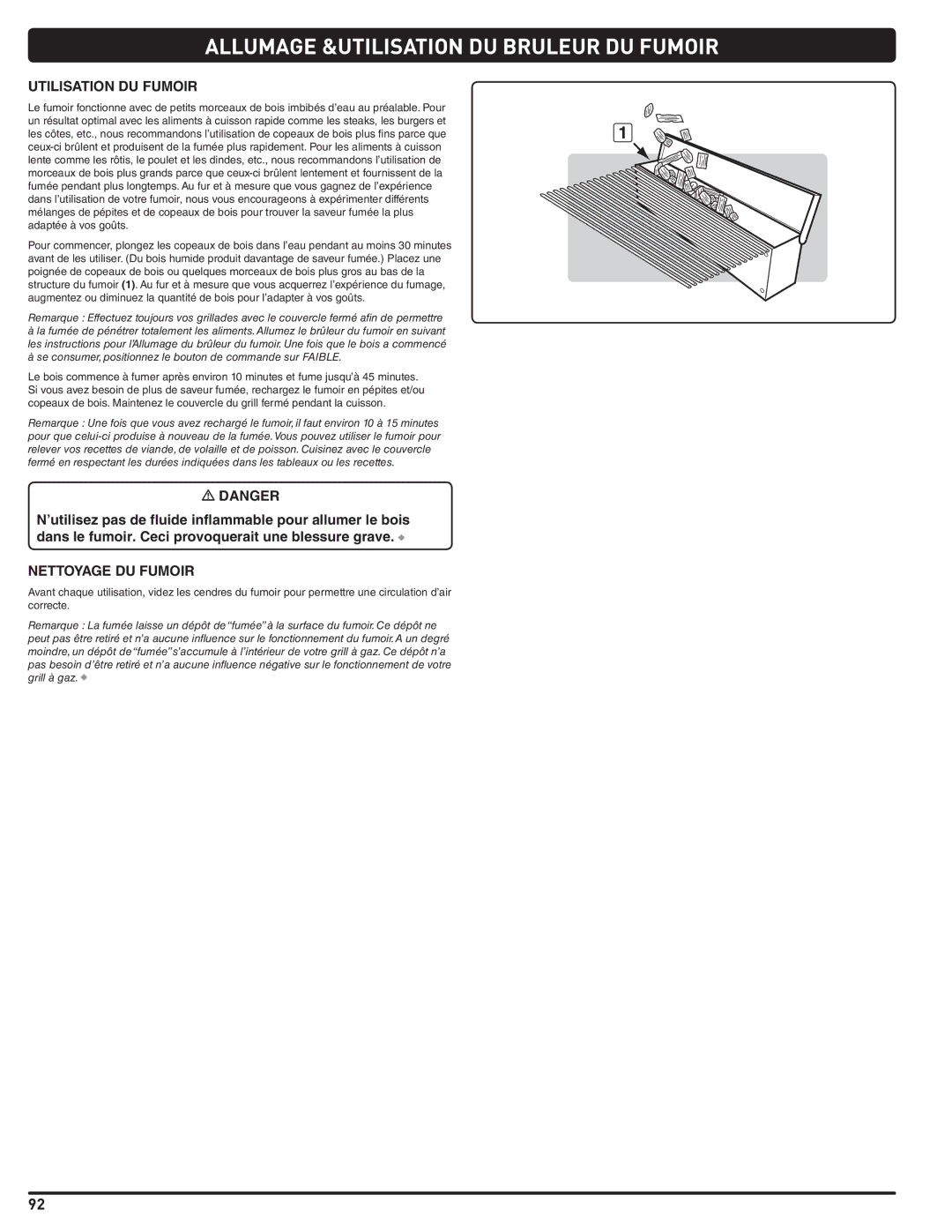 Weber Weber, 660- LP manual Allumage &UTILISATION DU Bruleur DU Fumoir, Utilisation DU Fumoir, Nettoyage DU Fumoir 