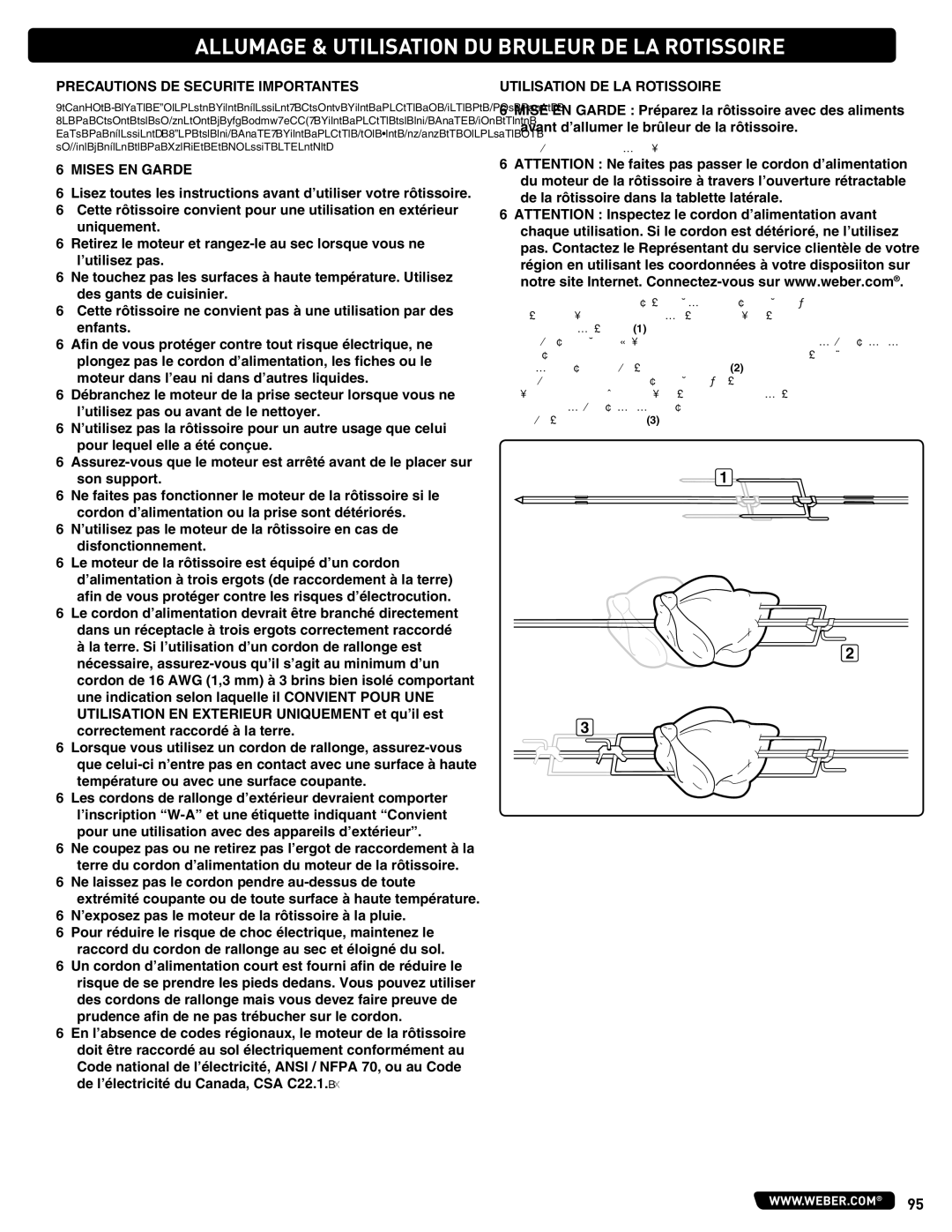 Weber 660- LP, Weber manual Precautions DE Securite Importantes, Utilisation DE LA Rotissoire 