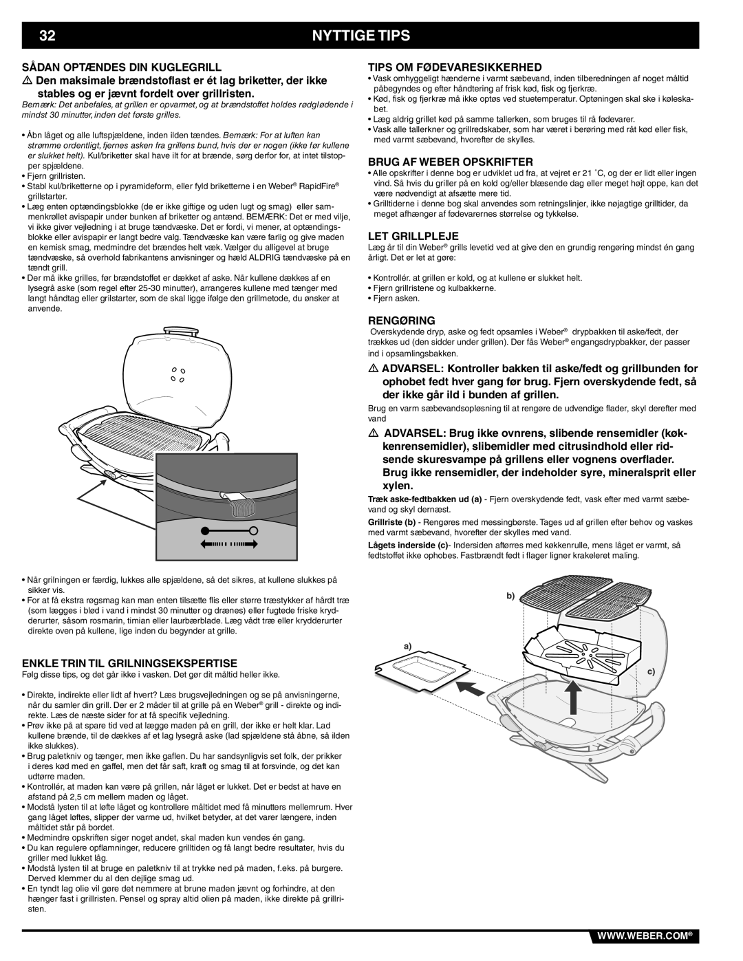 Weber Weber Charcoal Grill, 41093 manual Nyttige Tips 