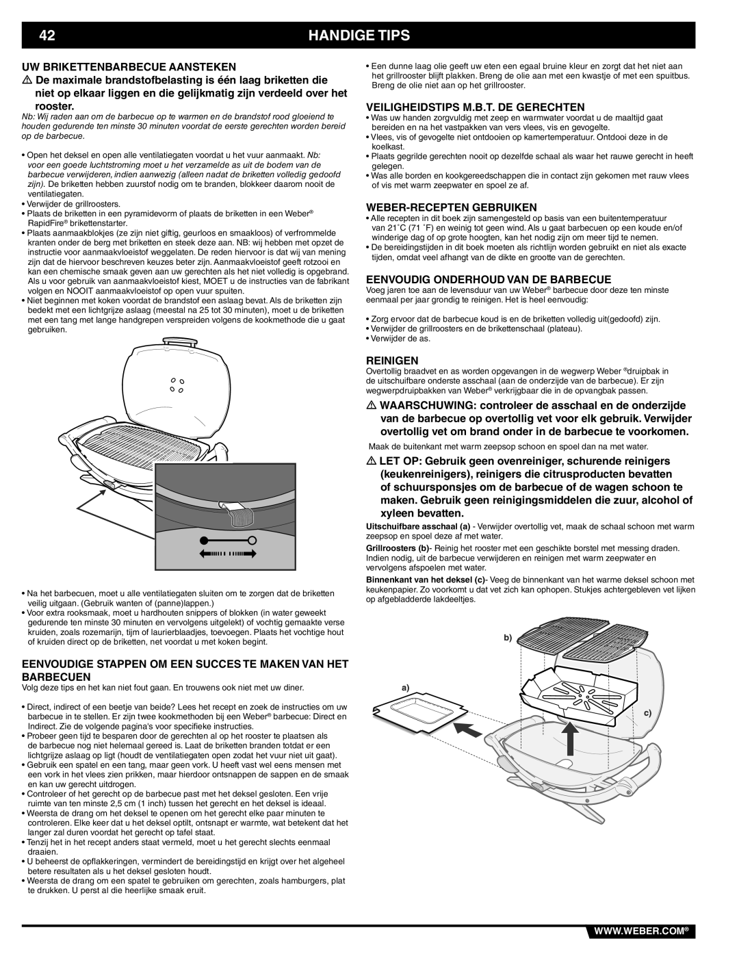 Weber Weber Charcoal Grill, 41093 manual Handige Tips 