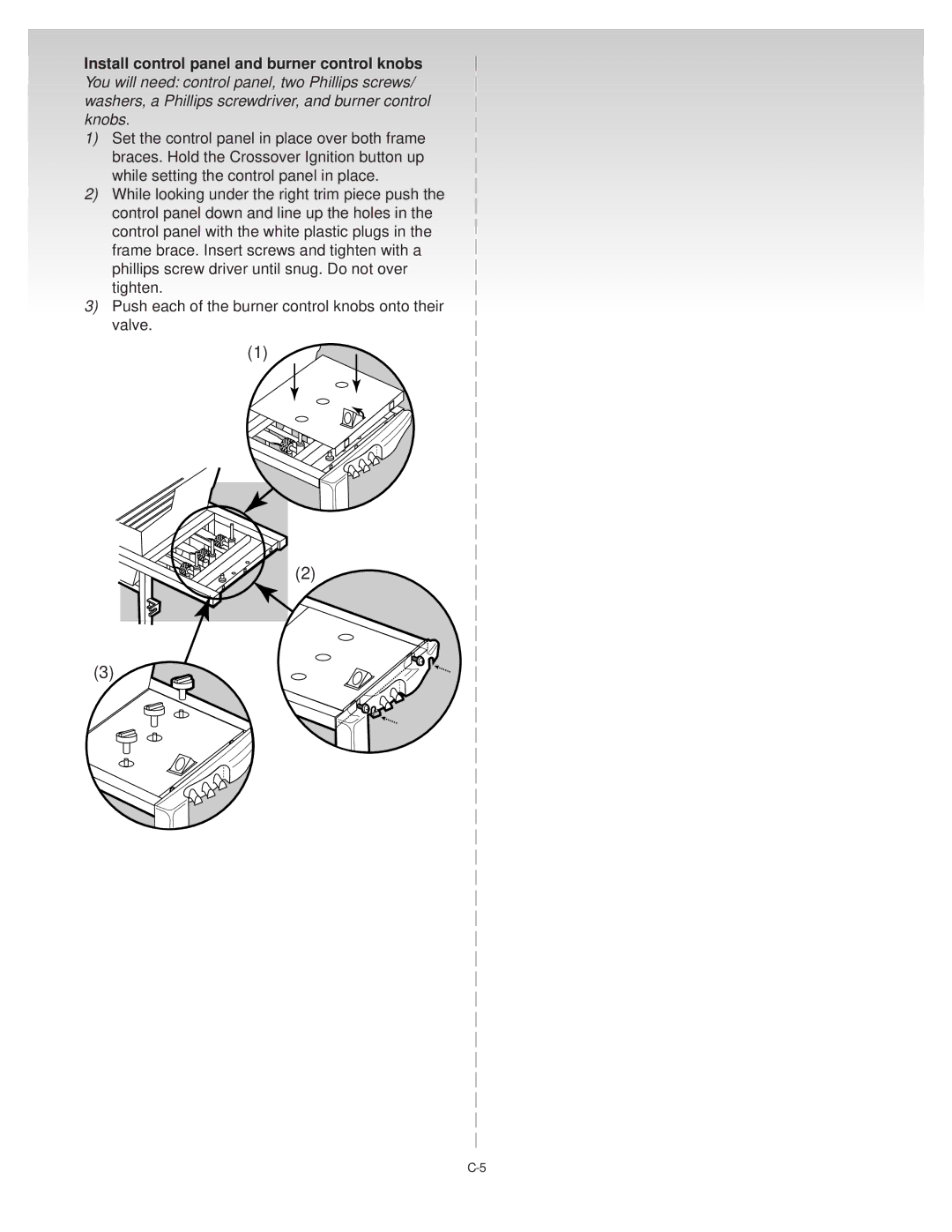 Weber Weber Liquid Propane Gas, 55057 04/10/00 manual Install control panel and burner control knobs 