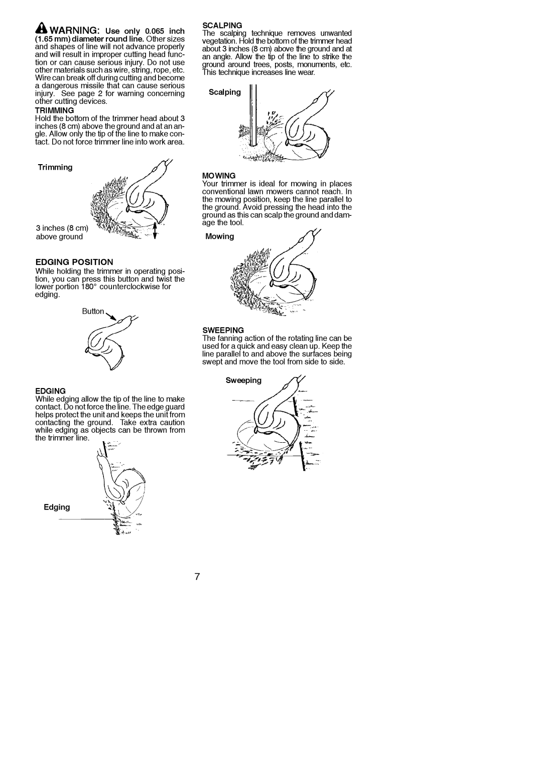 Weed Eater 115254226 instruction manual Edging Position 