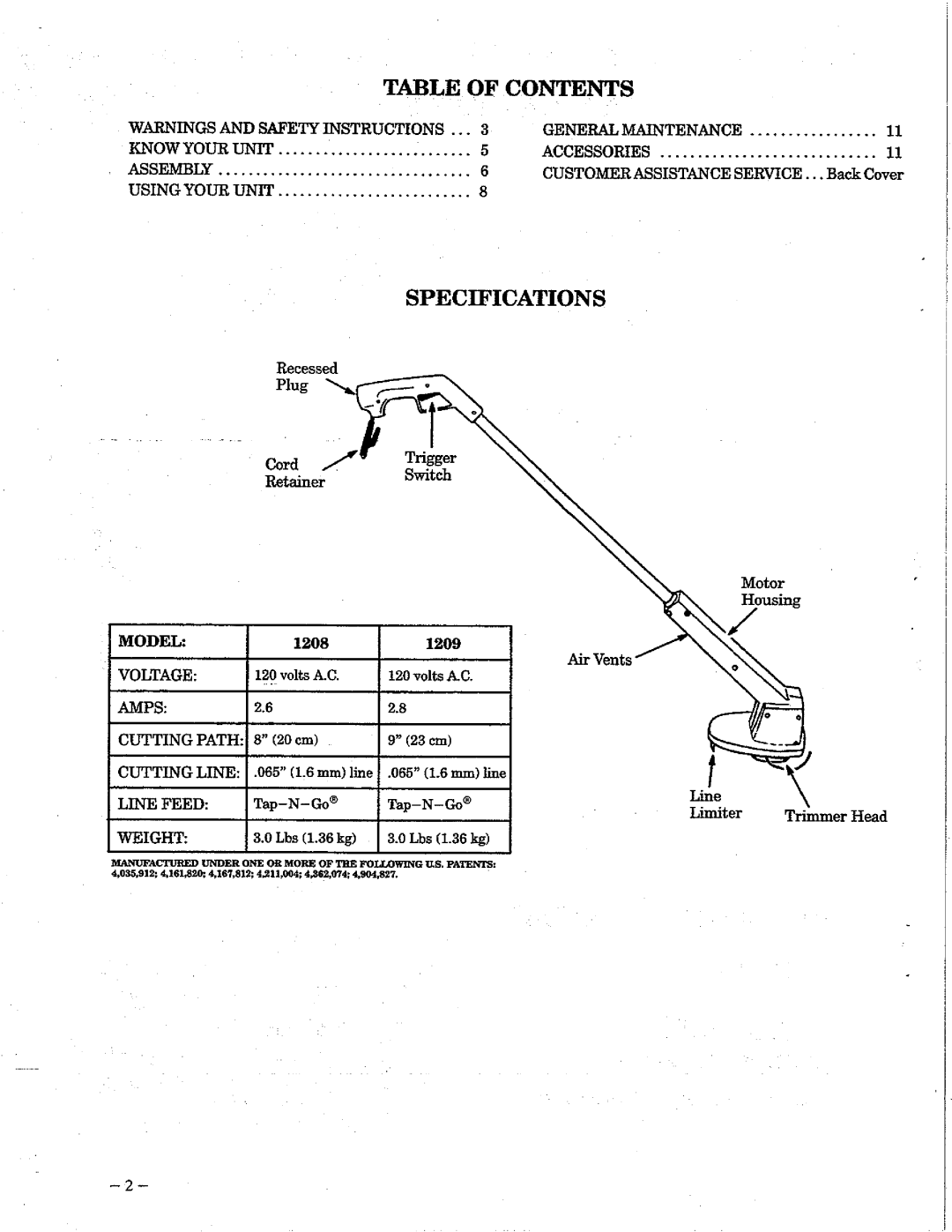 Weed Eater 1209 manual 