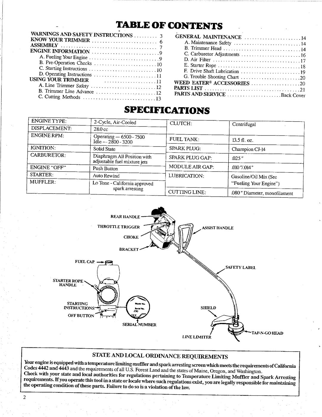 Weed Eater 1600 manual 