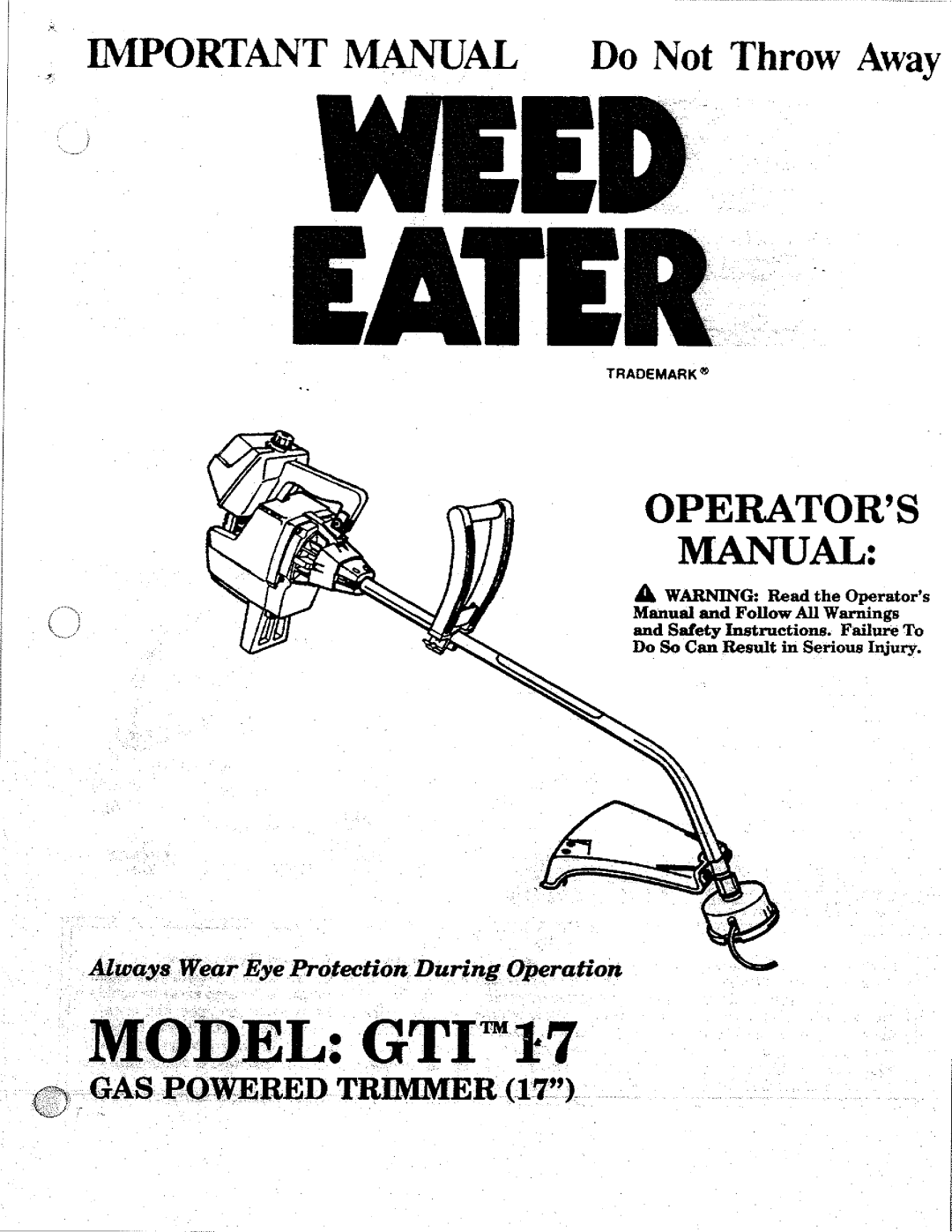Weed Eater 17 manual 