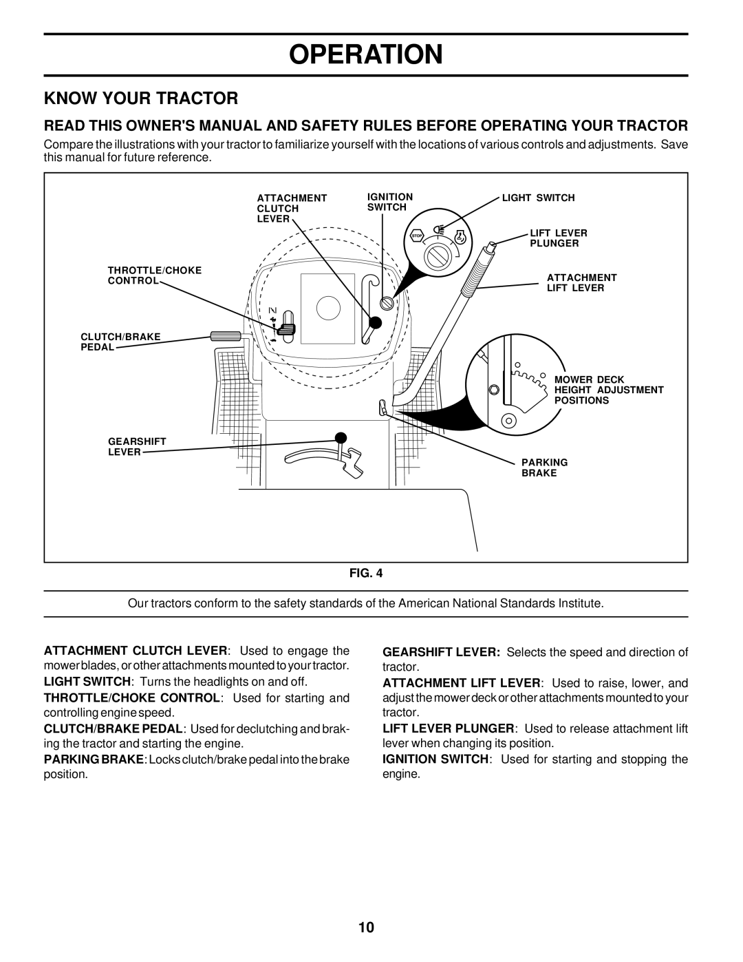 Weed Eater 171883 manual Know Your Tractor 