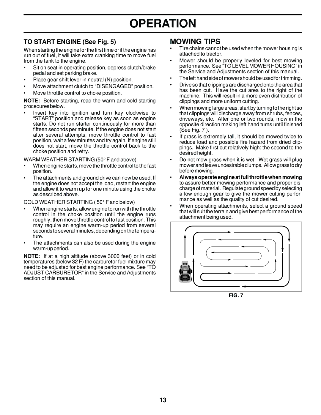 Weed Eater 171883 manual Mowing Tips, To Start Engine See Fig 