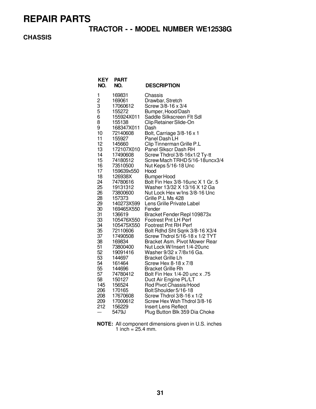 Weed Eater 171883 manual KEY Part Description 