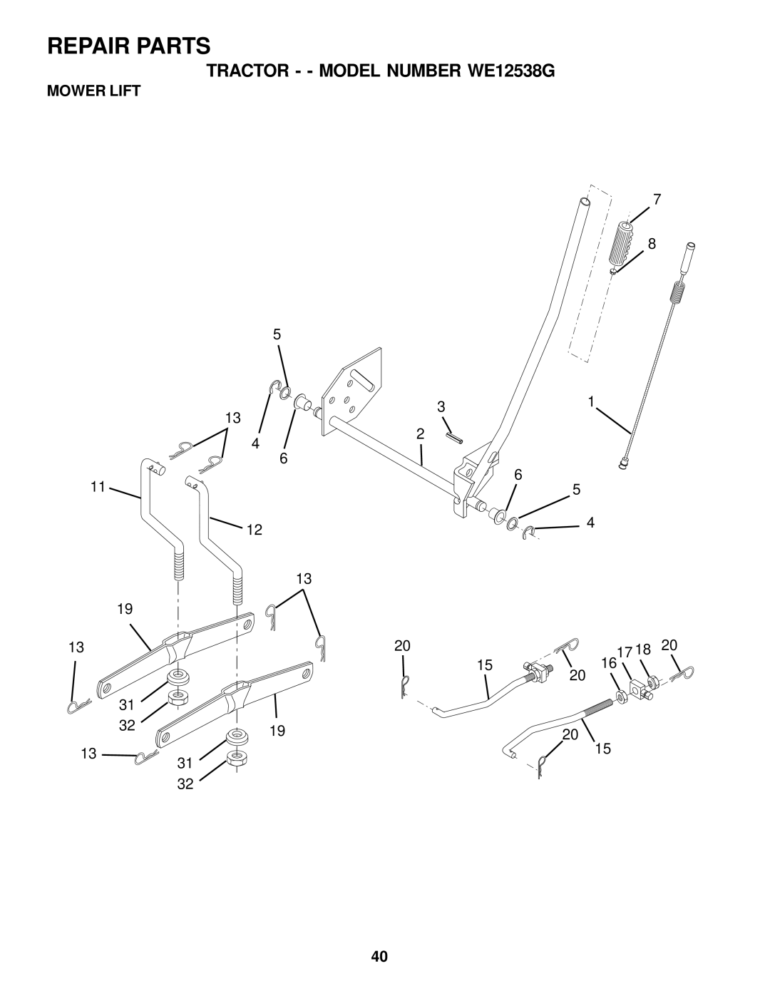 Weed Eater 171883 manual Mower Lift 