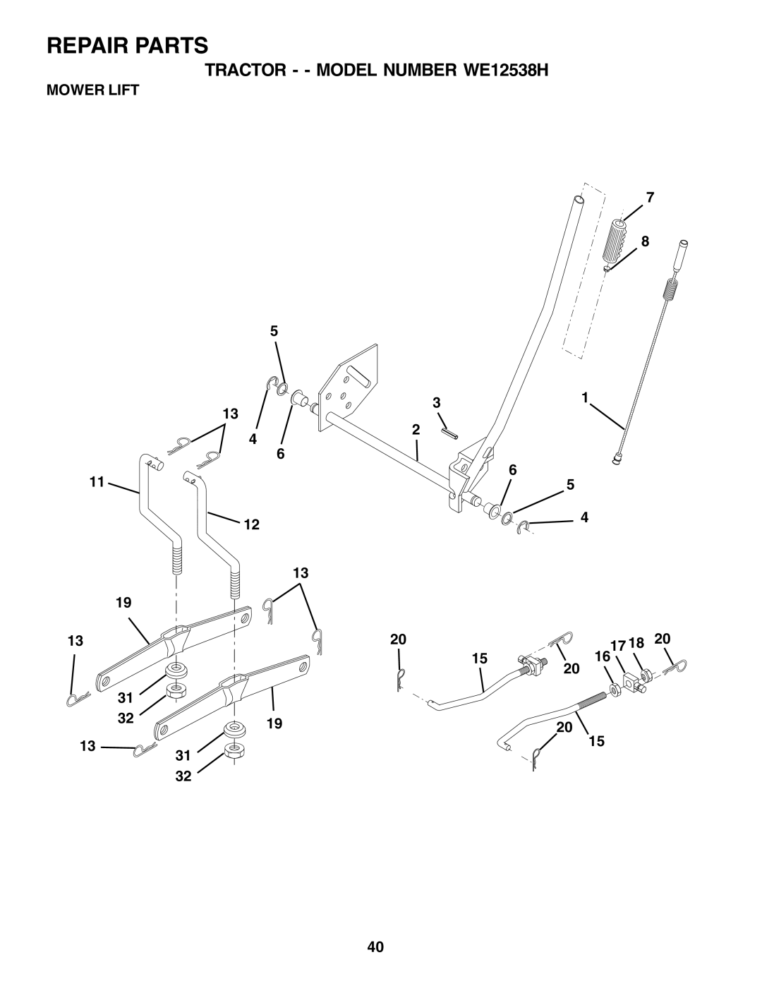 Weed Eater 176840 owner manual Mower Lift 