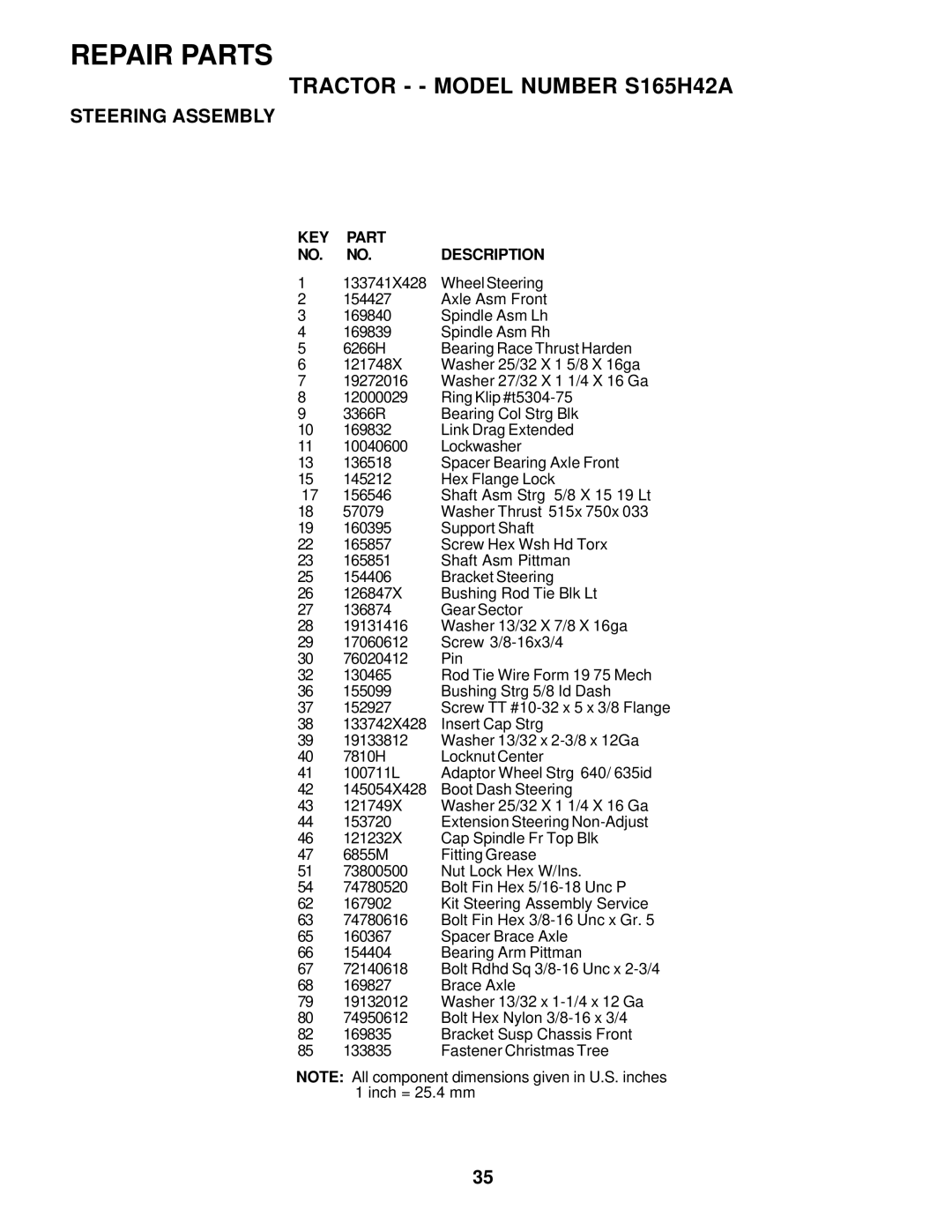 Weed Eater 177019 manual KEY Part NO. NO.DESCRIPTION 